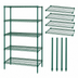 Thumbnail image #3 for Quantum 42 Inch W x 30 Inch D x 54 Inch H Stationary Wire Shelving Starter Kit with 5 Shelves and 4 Posts, Green Epoxy Finish