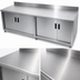 Thumbnail image #3 for Advance Tabco Special Value Series 84-Inch x 24-Inch Economy Enclosed Work Table with Cabinet Base, Hinged Doors, 16-Gauge 304 Stainless Steel Top, and 5-Inch Backsplash