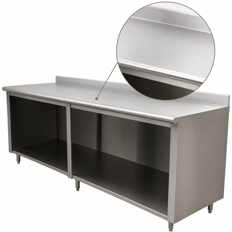 Product image #3 for Advance Tabco Special Value Series 108-Inch x 30-Inch Stainless Steel Open Base Work Table with 5-Inch Backsplash