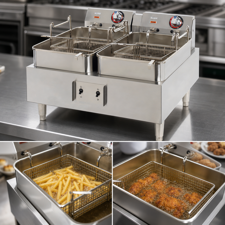 Product image #3 for Star-Max 30 lb Twin Pot Electric Countertop Fryer, 208/240V