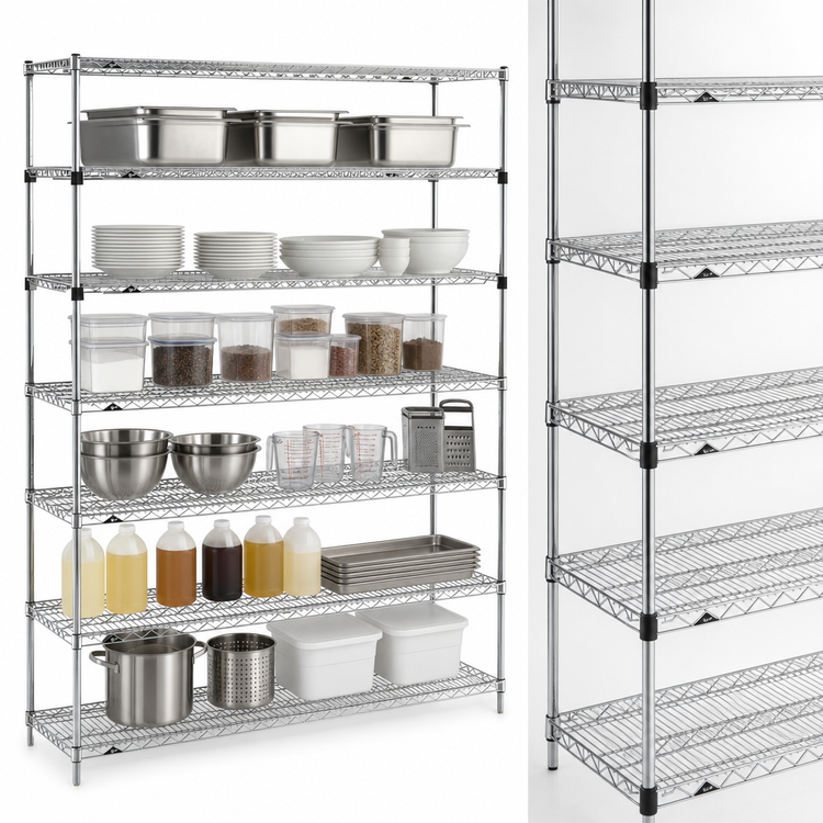 Product image #3 for Metro Super Erecta 60"W x 24"D x 74"H 6-Tier Wire Shelving Starter Unit, Chrome Plated Finish
