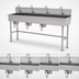 Thumbnail image #3 for Advance Tabco 4-Station Floor-Mounted Knee-Operated Multiwash Hand Sink, 96-Inch Wide, 16-Gauge 304 Stainless Steel