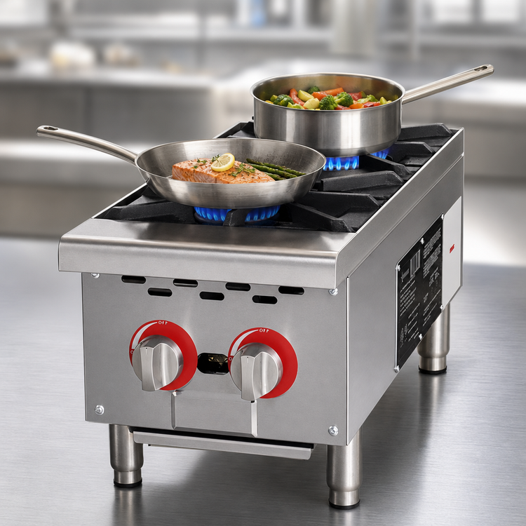 Product image #3 for Omcan 12-Inch Countertop Natural Gas Hot Plate with 2 Burners
