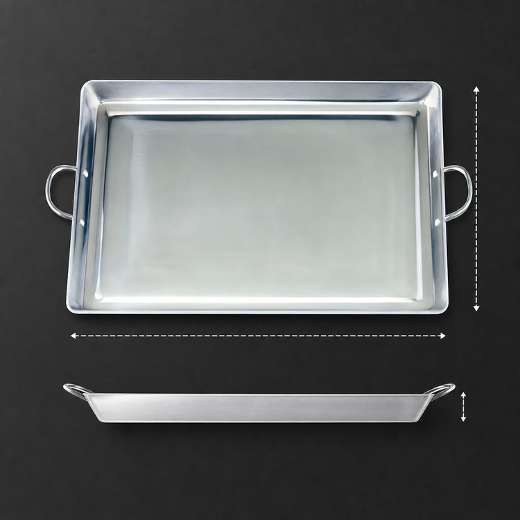 Product image #3 for Large Aluminum Griddle Pan with Heavy-Duty Wire Loop Handle, 23 x 15 x 5mm