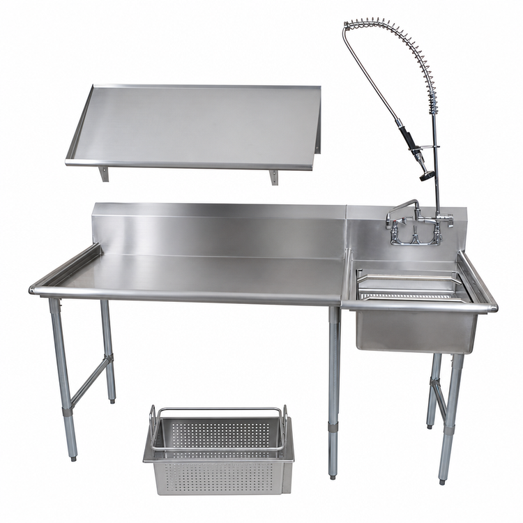 Product image #3 for 72-Inch Right-to-Left Straight Dish Table Kit with Pre-Rinse Assembly