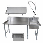 Thumbnail image #3 for BK Resources BKDTK-72-R-G 72-Inch Right-to-Left Straight Dish Table Kit with Pre-Rinse Assembly and Galvanized Steel Legs
