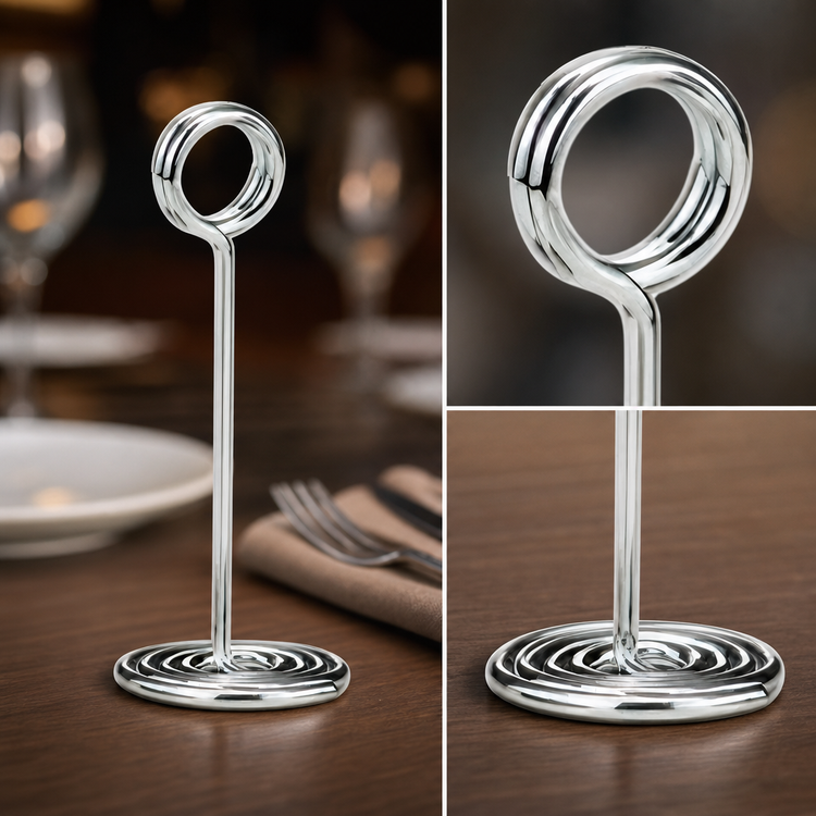 Product image #3 for American Metalcraft 8-Inch Chrome Wire Loop Number Stand with Round Swirl Base