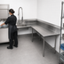 Thumbnail image #3 for Advance Tabco Korner L-Shaped Right-Hand Soil Dishtable with Pre-Rinse Sink, 107-Inch, 14 Gauge 304 Stainless Steel