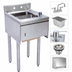 Thumbnail image #3 for BK Resources 12-Inch 1-Compartment Stainless Steel Underbar Dump Sink with Faucet, Soap & Towel Dispenser