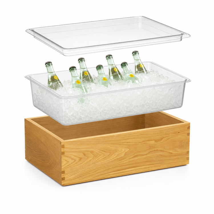 Product image #4 for Cal-Mil Sydney Oak Wood Ice Housing with Polycarbonate Pan and Liner