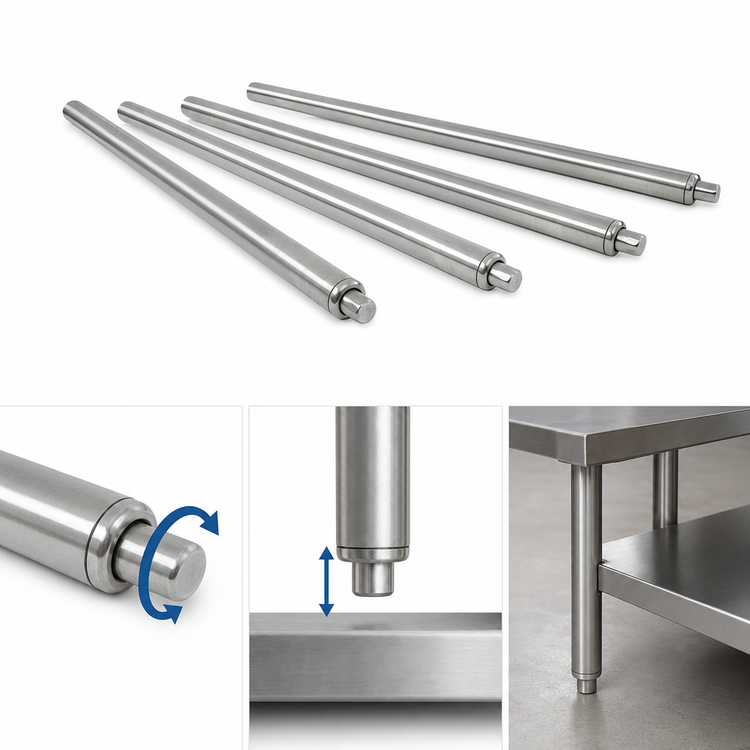 Product image #4 for John Boos 24-Inch Stainless Steel Leg Set with Adjustable Bullet Feet, Set of 4