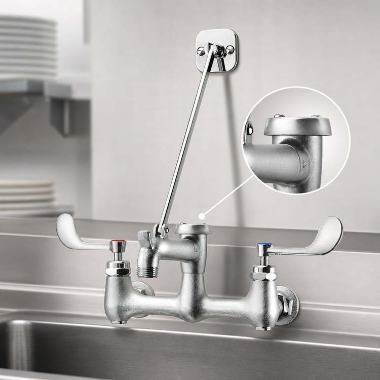 Product image #3 for Royal Series Splash-Mounted Service Sink Faucet with 6-1/2 Inch Spout and Wrist Blade Handles