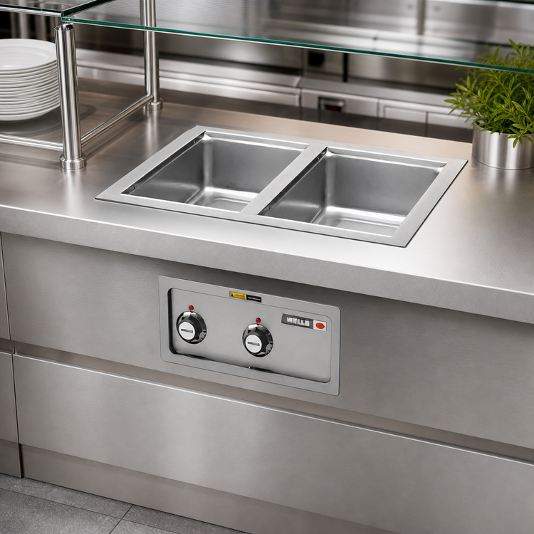 Product image #3 for Wells MOD-200D Top-Mount Built-In Electric Hot Well Food Warmer, 2 Full-Size Openings