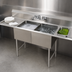 Thumbnail image #3 for BK Resources 72-Inch Two-Compartment Stainless Steel Sink with Left and Right Drainboards and 9-Inch Backsplash