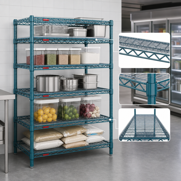 Product image #3 for EagleGard 5-Tier Stationary Starter Wire Shelving Unit, 48W x 21D x 74H Inches, Hybrid Epoxy Finish