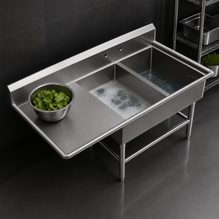 Product image #3 for John Boos Pro-Bowl 2-Compartment Stainless Steel Sink with 30-Inch Left Drainboard