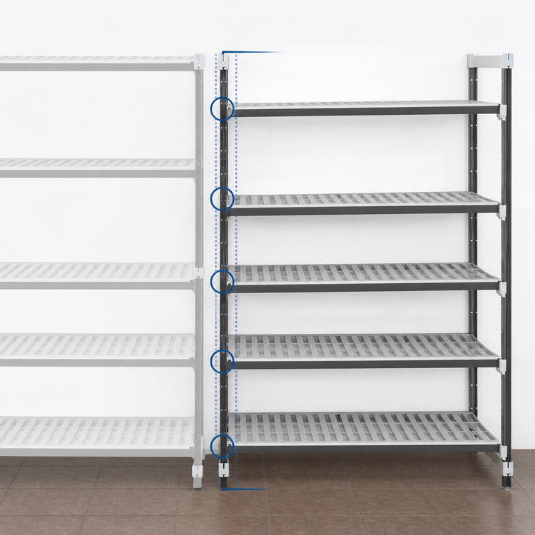 Product image #3 for Cambro Camshelving Elements XTRA 24-Inch Wide x 18-Inch Deep x 72-Inch High 5-Shelf Vented Stationary Add-On Unit
