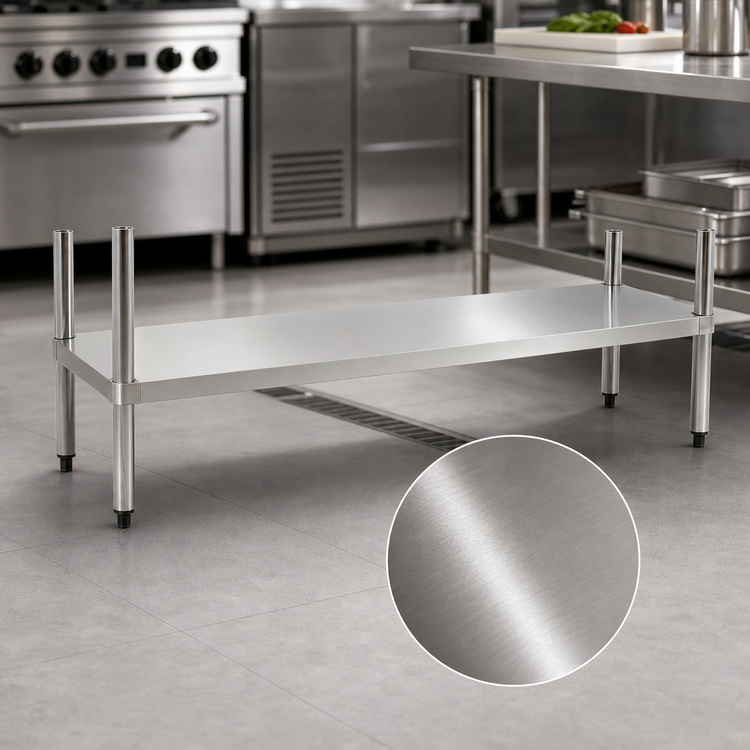 Product image #3 for Omcan USA 84 Inch x 24 Inch Stainless Steel Undershelf for Commercial Worktable