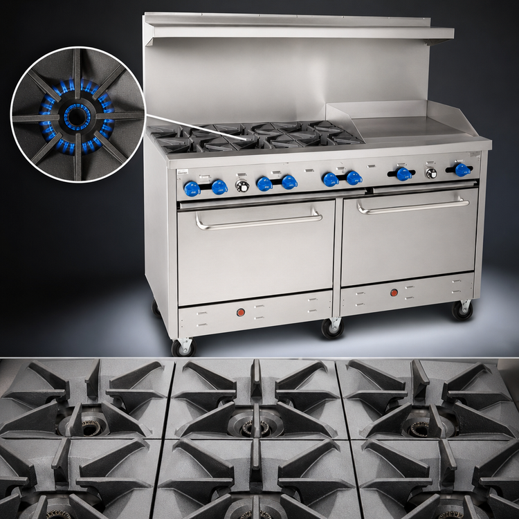 Product image #3 for Comstock-Castle F3226-24 60-Inch Gas Range with 6 Star Burners, 24-Inch Griddle, and 2 Standard Ovens