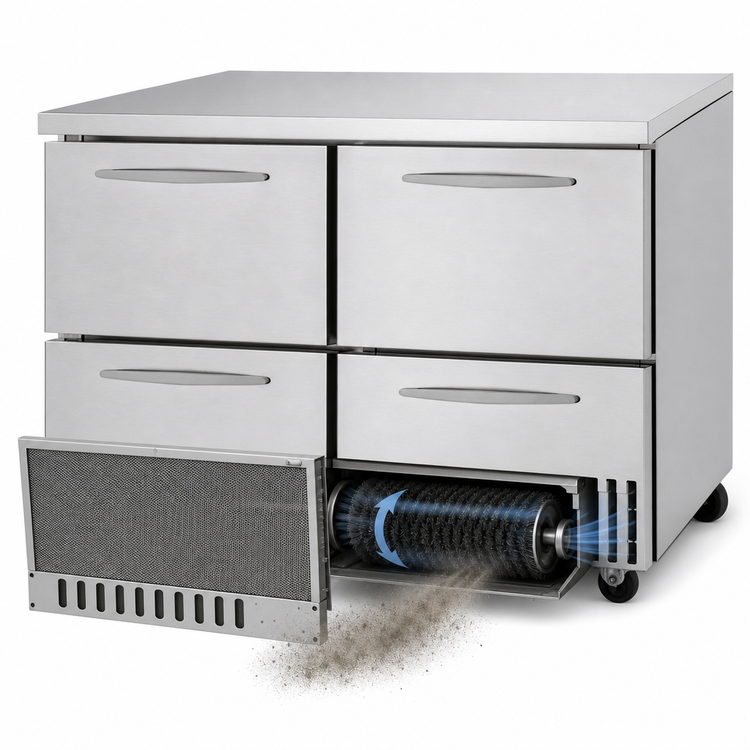 Product image #3 for Turbo Air PRO Series 2-Section Front-Breathing Undercounter Drawer Refrigerator, 48 1/4 Inch Wide, Stainless Steel