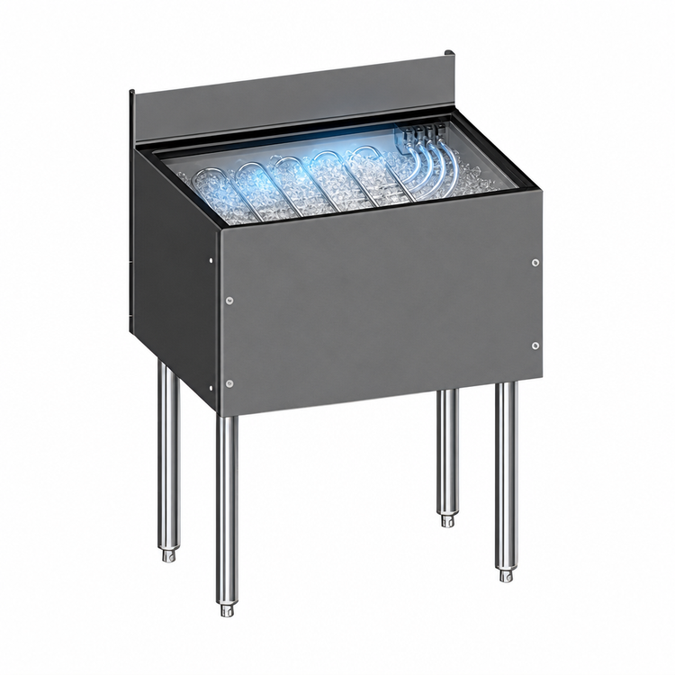 Product image #3 for Glastender CHOICE Extra Deep Underbar Ice Bin with 10-Circuit Cold Plate, 48 Inch W x 19 Inch D