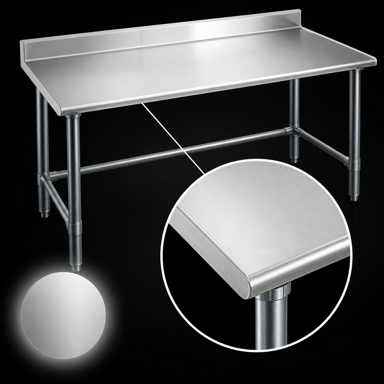 Product image #3 for Eagle Group Budget Series 84-Inch x 36-Inch Stainless Steel Work Table with 4-1/2-Inch Backsplash and Galvanized Tubular Base