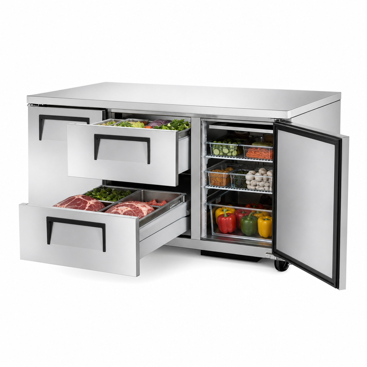 Product image #3 for True 60-Inch Deep Undercounter Refrigerator with 1 Door and 2 Drawers