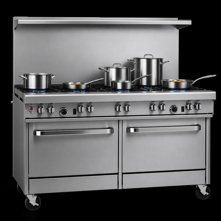 Product image #3 for Southbend Ultimate 60-Inch Gas Restaurant Range with 6 Open Burners, 24-Inch Charbroiler, and 2 Cabinets