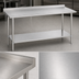 Thumbnail image #3 for Duke 108-Inch 14-Gauge 300-Series Stainless Steel Work Table with 1-1/8-Inch Straight Riser and Galvanized Undershelf