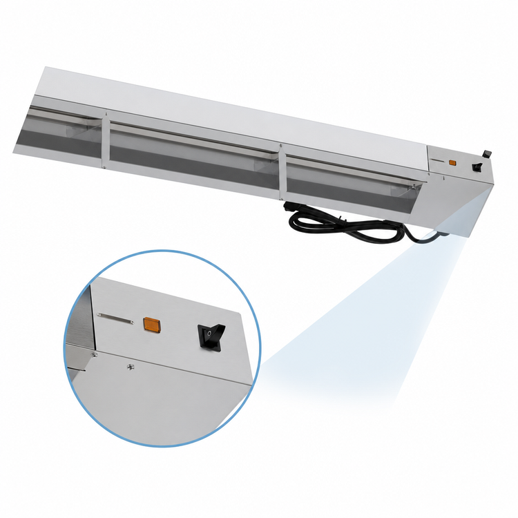 Product image #3 for KoolMore 72-Inch Single Commercial Strip Warmer, 120V, 1725W, Stainless Steel