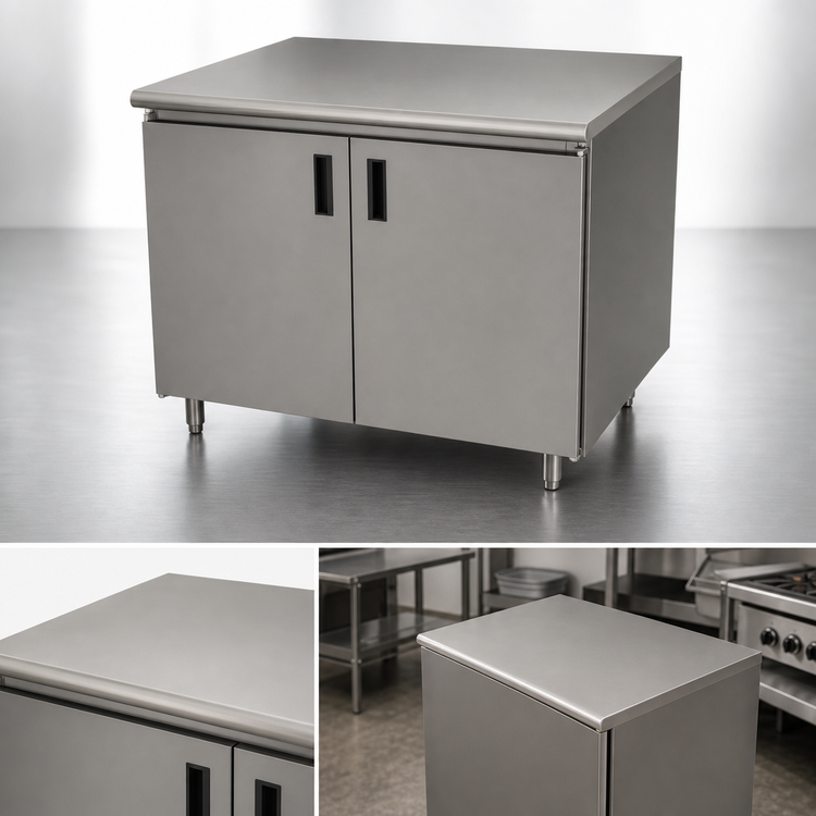 Product image #3 for Advance Tabco Special Value Economy Enclosed Work Table with Cabinet Base and Hinged Doors, 36 x 24 Inches