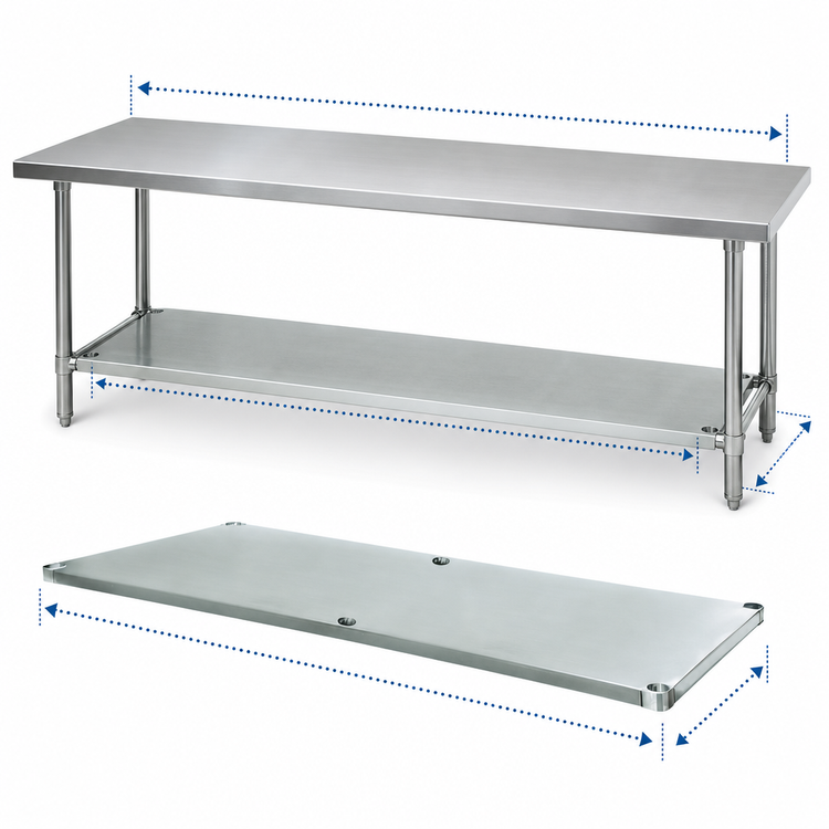 Product image #3 for Advance Tabco 18 Gauge Stainless Steel Work Table Undershelf for 144"W x 36"D Tables