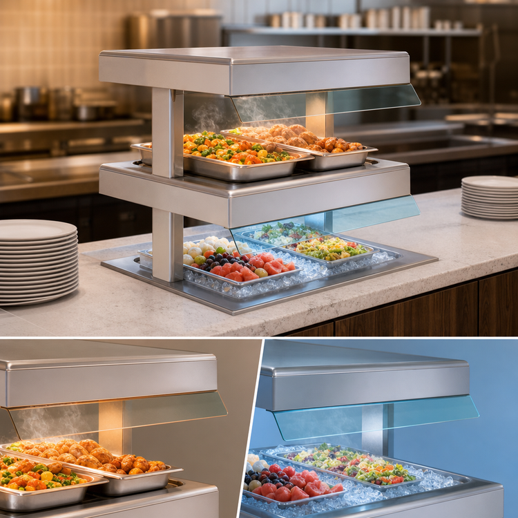 Product image #3 for Duke HotFrost HF64-2-HFL-HFL 64-Inch 2-Tier Drop-In Hot/Cold Shelf Merchandiser