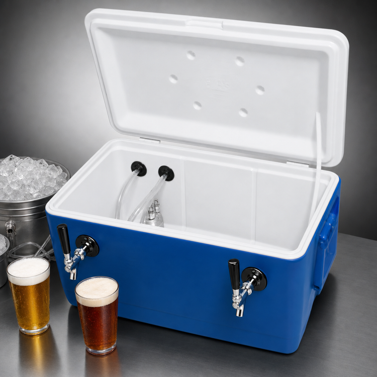 Product image #3 for Micro Matic USA 48-Quart Cold Plate Beer Cooler with 2 Faucets, Blue Plastic Ice Chest