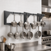 Thumbnail image #3 for Eagle Group Wall-Mounted Stainless Steel Double-Bar Pot Rack with 10 Double-Pronged Hooks, 60 x 12 x 16 Inches