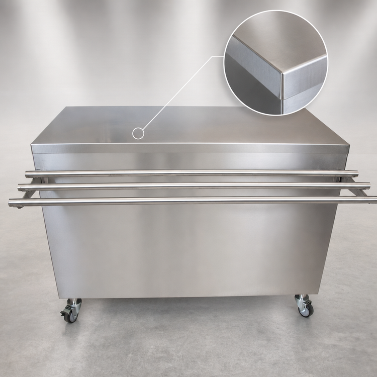 Product image #3 for BK Resources 48-Inch Stationary Modular Stainless Steel Serving Counter with Hinged Door and Tray Shelf