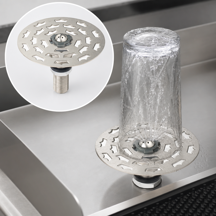 Product image #3 for Krowne Royal Series Underbar Drop-In Glass Rinser, 4-1/2 Inch Diameter, Stainless Steel, Perforated Grid