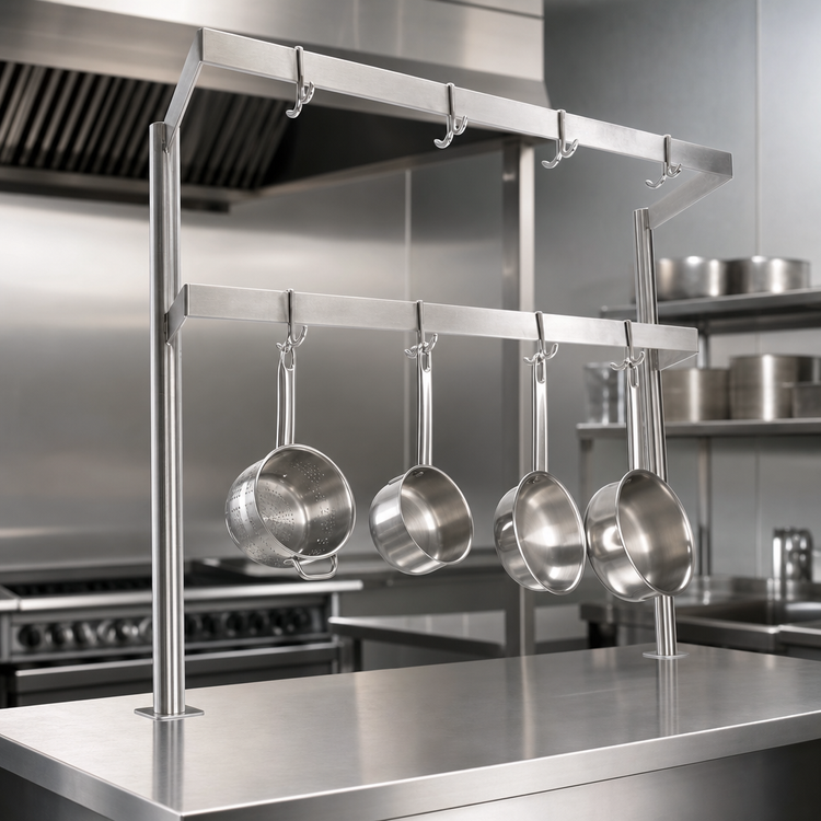 Product image #3 for John Boos PRD1A Table-Mounted Double-Bar Stainless Steel Pot Rack