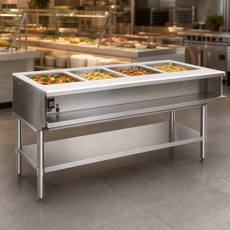 Product image #3 for Eagle Group Liquid Propane Water Bath Hot Food Table with Open Base, 4 Pan Openings