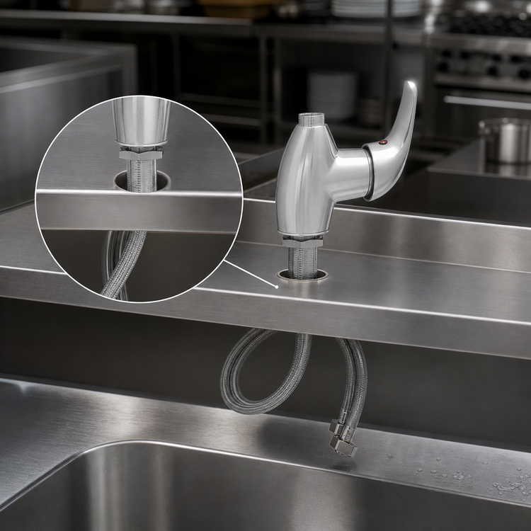 Product image #3 for EverSteel Single-Hole Deck Mount Single Lever Faucet with Swivel Outlet, Less Nozzle, Stainless Steel