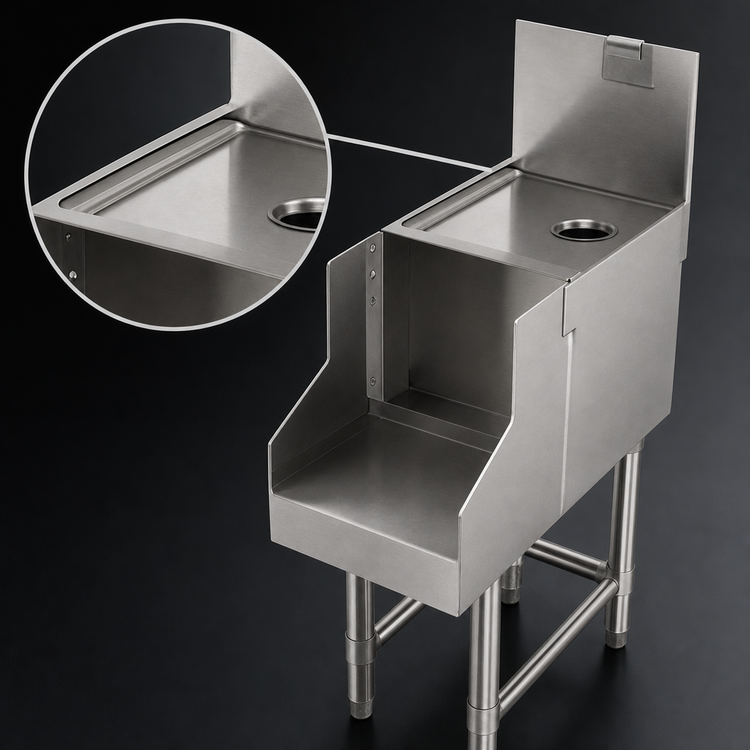 Product image #3 for Spec-Bar Freestanding Blender Station with Drainboard Top and Lift-Out Insert, 12 x 24 Inches