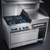 Thumbnail image #3 for Comstock-Castle 48-Inch Commercial Gas Range with 4 Open Star Burners, 24-Inch Raised Griddle/Cheesemelter, 31-Inch Oven and Cabinet Storage Base