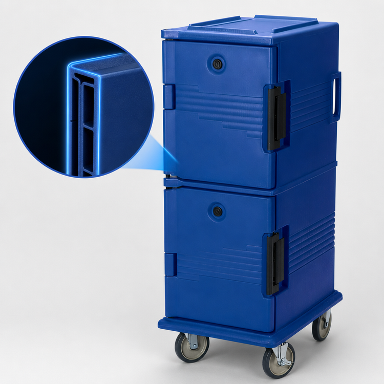 Product image #4 for Cambro Ultra Camcart UPC800 Front-Loading Insulated Food Pan Cart, 60 Qt., Navy Blue
