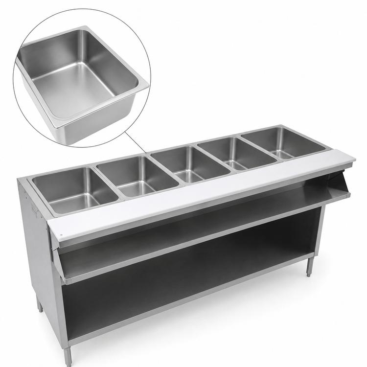 Product image #3 for Spec-Master SHT5CB-240-3 Sealed Well Electric Hot Food Table, 5-Pan, 79 Inches