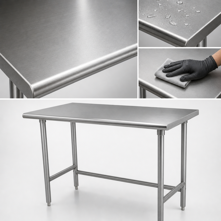 Product image #3 for Advance Tabco 48" x 30" 16-Gauge 304 Stainless Steel Open Base Work Table
