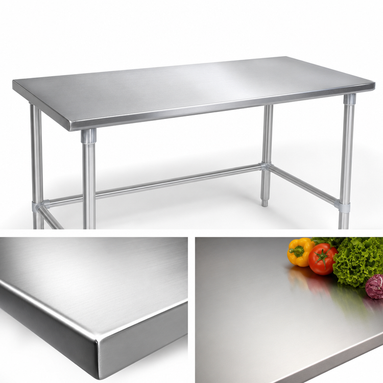 Product image #3 for John Boos Stallion 48 Inch x 24 Inch 14-Gauge Stainless Steel Top Work Table with Stallion Safety Edge