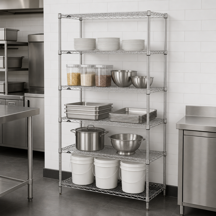 Product image #3 for Metro Super Erecta Starter Wire Shelving Unit, 24"W x 18"D x 74"H, 5 Shelves