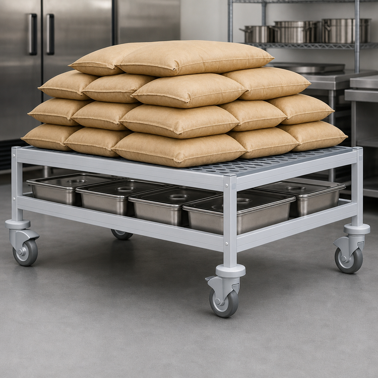 Product image #3 for Fermostock Mobile Louvered Aluminum Dunnage Rack with Casters, 42 x 18 x 17 Inches, 800 lb. Capacity