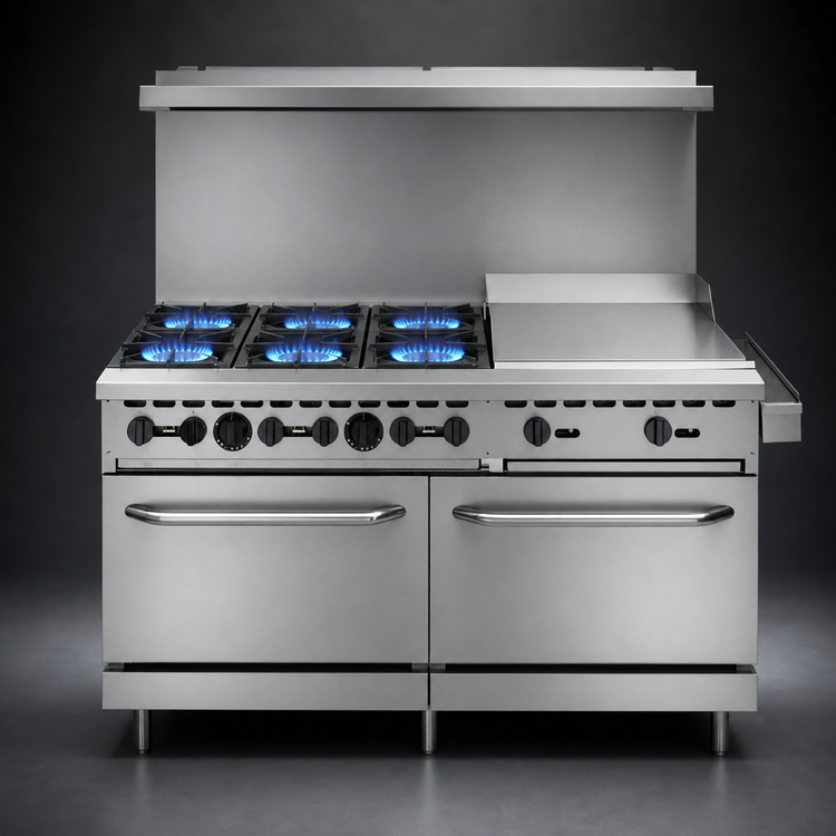 Product image #4 for Wolf WX Series 60-Inch Natural Gas Restaurant Range with 6 Open Burners, 24-Inch Griddle, and 2 Standard Ovens