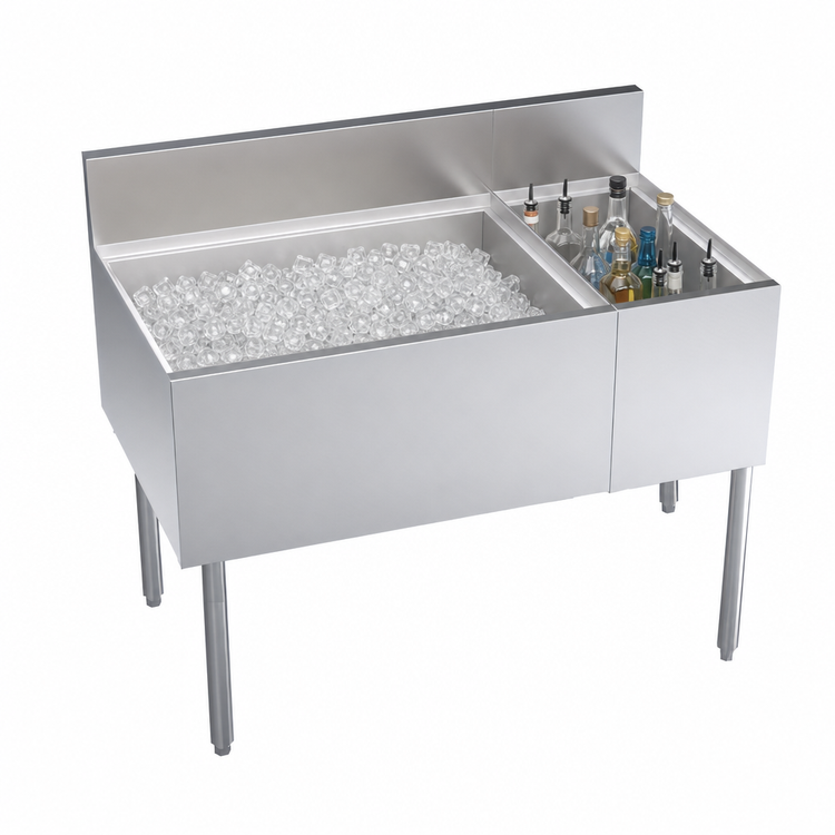 Product image #3 for Krowne Royal Series 42 Inch Wide Underbar Multi-Station Ice Bin with Bottle Well